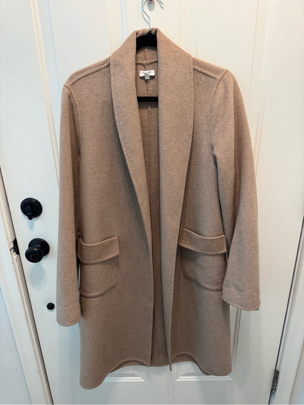 Splendid Camel Shawl-Collar Trench Coatigan